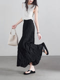 College Windy Rhusted Big Skirts Swollen Skirts Long Skirts ~ 2026 Spring New Thin 100-Fold A-Word Half-Body Skirt