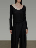 Fake Two Asymmetric Knitted Shirt Women Autumn New Slim Thin High-End Feel Top
