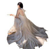 Beauty God Advent Tindal Effect Spring And Summer Gentle Wind Temperament Skinny And Sleeveless Collar Hanging Neck Long Dress