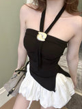 2921# Summer New Pure-Want Wind Hanging Neck Metal Decorative Vest Slimming Woman Fixed With Chest Cushion Top