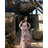 College Style Art Students Wearing Broken Lace Sling Dress Women's Spring And Summer Beautiful Cake Dress
