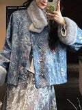 New Chinese Embroidered Cotton Suit New Wool Collar Plus Thick New Year's Clothing Women's Coat National Wind Top Coat Winter