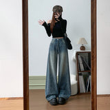 Full Of Star River Hot Wide-Legged Jeans Women 2026 Autumn High-Waist Loose High-End High-Sense Tug Trousers Cotton