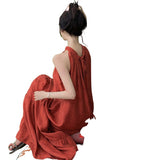 2026 New Chinese Style Retro Red Hanging Neck Dress Summer Temperament Simple Yunnan Tourism Holiday Dress