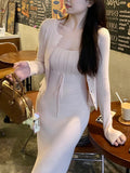 Polaberry Pampering French Knitted Sling Suit Women's Spring And Summer Temperament Dress Open Shirt