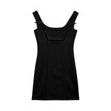 Vintage Thin Little Black Dress To Close Waist Bow Sling Dress Small Man Repair Kite Collar Pure Desire Skirt