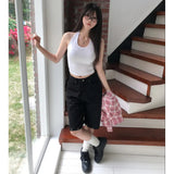 Vintage Willow Design Loose Denim Shorts Wide Leg Pants Women's Summer Casual Five-Point Trousers