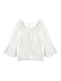Lace Lace Bubble Sleeve Shirt Top Women's Summer Half Skirt Set Cold Feeling White Moonlight Fashion Temperament