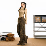 Autumn And Winter Trend Retro Leopard-Print Casual Pants Women Fashion Design With High Waists Thin Loose Legs