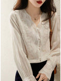 2025 Spring BI Buy White Moonlight Love Fans Embroidery Embroidery Refreshing T-Shirt