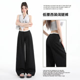 High-End Suit Pants Women 2026 Summer New Low-Waisted Folds Loose-Hanging Wide-Legged Trousers