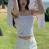 Special Yarn Heavy Industry Lingg Trink Flowers Knitted Shirt Coat + Vest Women Spring And Summer