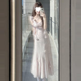 Swing Style Of Thousands Of Kinds Of Skirts Seaside Holiday French High-End Super Beautiful Beautiful Unique Pink Dress