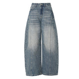 Deconstruction | Design Deconstruction Of Water Wash Jeans Three-Dimensional Line Wide Leg Pants Women Drag Floor Trousers Yichun Cotton