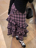 Small Milk Coffee Plaid With Half-Body Dress 2025 Spring And Autumn College Style Shirt + Plaid Dress Two Sets