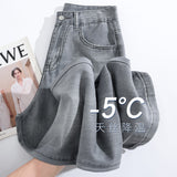 Sky Thin Gray Broad-Legged Jeans Women 2026 Summer Lyselle Straight Pants 1403