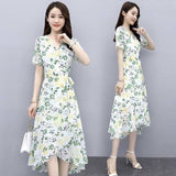 2026 Summer New Broken Flower Dress Summer Autumn French Ice Silk Long Thin Temperament Waist Dressing Dress