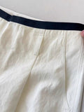 CHAO Class Recommendation!White Wide-Legged Trousers Women's Summer Minimalist Wind Bumps Waist Design Casual Scissors