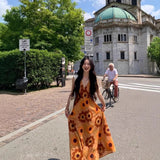 Suitable For Travel To Thailand To Wear Seaside Holiday Temperament Print V Collar Dress Bohemian Beach Dress Summer
