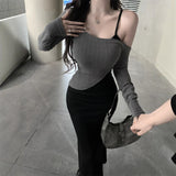2025 Autumn Style Thousands Of Hooded Sling Dress Dress Dress Design Thin And Charming Two Sets
