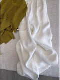 White Cotton Trousers Women's Summer Thin Women's Trousers High Waist Lint Slacks Linen Broad Leg Trousers Sunscreen