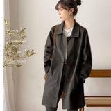 Windcoat Women's Long-Term Simple Early Spring And Autumn Top Female Korean Version Of Loose Students Solid Color Bhike Coat Tide In Women