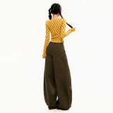 Vintage High-End Folded Scimits-On High-Rise Jeans Women 2025 New Loose Broad Leggings