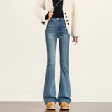 High Quality Horn Jeans Women 2026 Autumn Winter High Waist Horseshoe Micro-Horn Trousers