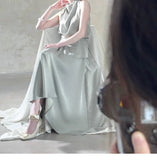 [Falling White Moon] Niche Design Feeld With A Thin Set With Fashion Two Sets Of Temperament Long Skirt