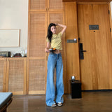 25SS Summer No Waist Cool Feeling Tiansi Retro Water Wash Low-Rise Hanging Straight Jeans Woman