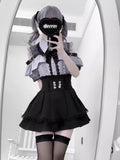 Hottie Lace Shirt Top High Waist Half Skirt Fashion Personality Open-Shoulder Design Thin Two-Set Set