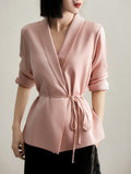 2026 Spring New Leisure Heavy Mulberry Silk Loose Waist Thin Design Design Suit Woman