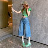 8184 Vintage High-Rise Six-Point Scimits-Knife Denim Shorts Women Summer Small Loose Casual Broad-Legged Trousers