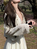 White Transparent Glid Blouse Small Incense Blouse Thin Breathable Short Cardigan
