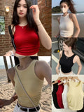 2065# Solid Color Sleeveless Side Folding Design Work-Word Vest Slimming With Chest Cushions Inside And Outside Wear
