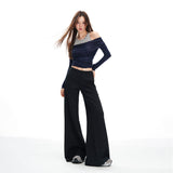 25 Years Of Autumn And Winter New Micro-Bombs Thin-Skinny Slightly Loose Flares Sports Trousers Women Black