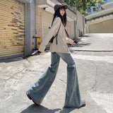 Vintage Hottie Low-Rise Horn Pants Fashion Thin Tug Jeans Women's Trend & Trousers Lengthened