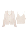 Small Details A Lot Of Silk Knitted Two Sets Of Design Feel Hole Cardigan Inside The Vest Top