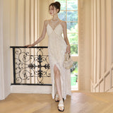 Gentle Wind Seaside Vacation Unique Beautiful Dress Design Small Open Forked Slings Long Dress 2025 Spring