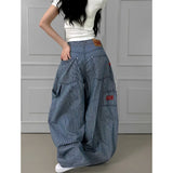 Korean Version Of Chic Summer New Loose Thin Striped Broad-Legged Jeans Casual Scimitsor Balloon Pants