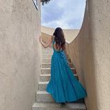 2025 Advanced New 100 Billion Blue Finch Original A Variety Of Straps With Large-Luffled Back-Necked Neck Dress