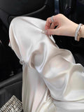 Slide Trousers Imitation Acet Sore Pendant Wide Leg Trousers Straight Lints Trousers