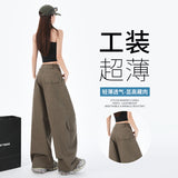 5744 Design Sense Retro Hottie Scissors Trousers Set Thin Multi-Pocket Broad-Legged Workwear Casual Pants Ultra Thin