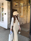 Knitting Season_Soft Sky Silk Cardigan With Two Sets Of White Knitted Cardigan Outside The Sunscreen Air Conditioning Shirt