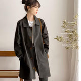 Windcoat Women's Long-Term Simple Early Spring And Autumn Top Female Korean Version Of Loose Students Solid Color Bhike Coat Tide In Women