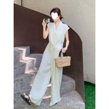 Summer Dress Wears A Set Of Two Sets Of Women's Summer 2026 New French Famous Vest Broad Leg Trousers Set