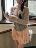 Lace Top Loaf Side Sling Pumpkin Trousers Trousers Knitted Pumpkin Lotus Leafy Woman Summer Thin