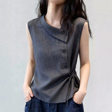 Summer New French Fashion Temperament High Sense Thin Sleeveless Shirt Niche Casual Chic Top Female Burst