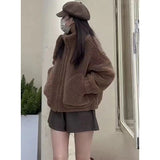 Lamb Wool Coat Woman 2025 Autumn And Winter Short Version Of Korean Version Of Long-Sleeved Imitation Lamb Velvet Jacket