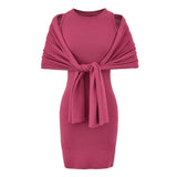 Pure Desire Sister Style High-End Temperament Suit Sleeveless Collar Vest Dress Women's Summer Shawl Dress Two Sets